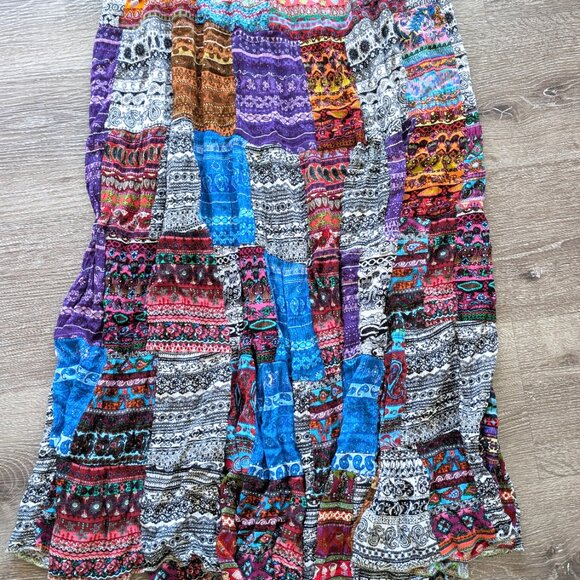 Carolina K. Morgan Dresses & Skirts - Colorful patchwork boho gypsy vintage maxi skirt